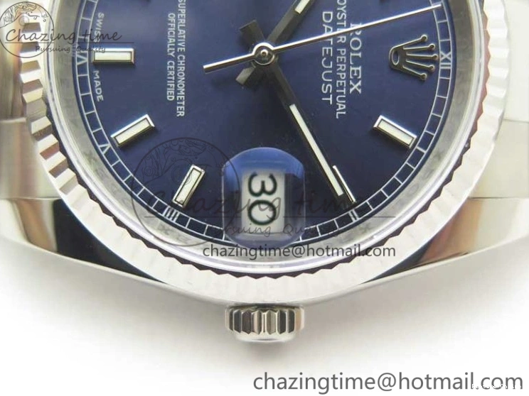 0125 DateJust 36 SS 116234 Fluted Bezel DJF Best Edition Blue Dial Stick Markers on SS Oyster Bracelet A Affordable 3373